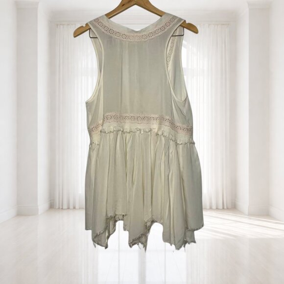 Intimately Free People Eyelet Boho Tunic Top | Medium | Raw Hem Cotton Trim - Picture 3 of 13